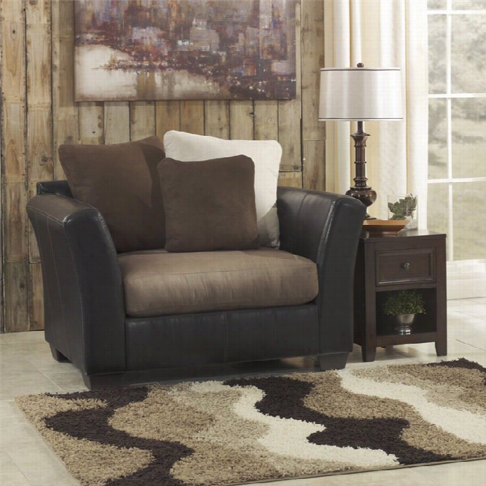 Ashley Masoli Faux Leahter Accent Chair And A Half In Mocha