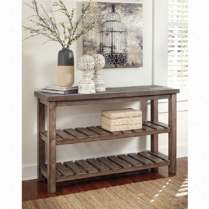 Ashley Veennilux Sofa Table In Grayish Brown