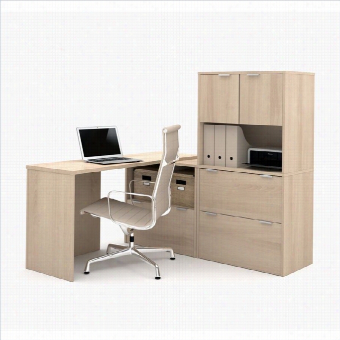 Bestar I3 L-shaped Desk In Northern Maple