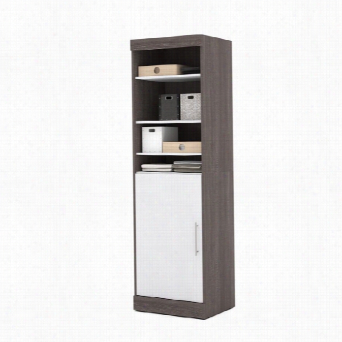 Bestar Nebula 25 Storage Unit In Bark Grey And White