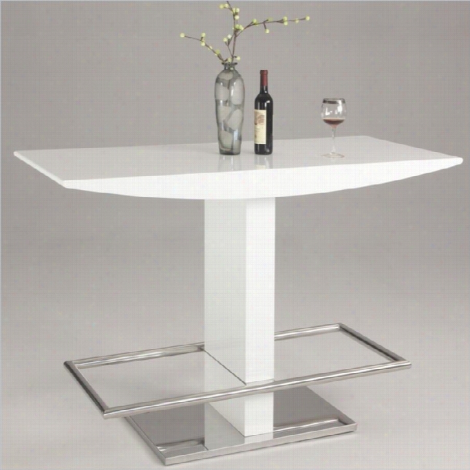 Chintaly Orchard Polished Stainless Steel Home Bar In High Gloss White