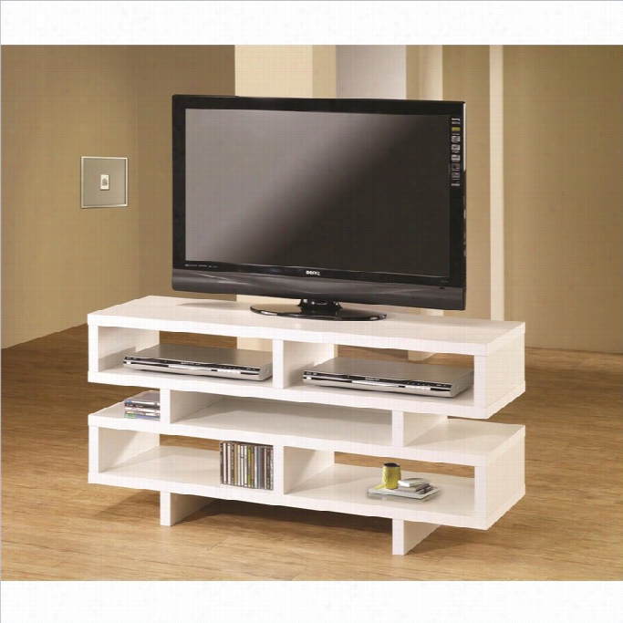 Coaster Contemporary Tv Console With Open Storage In White