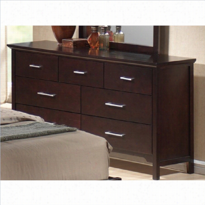 Cosater Kendra 7 Drawer Double Dresser In Mahogany Finish