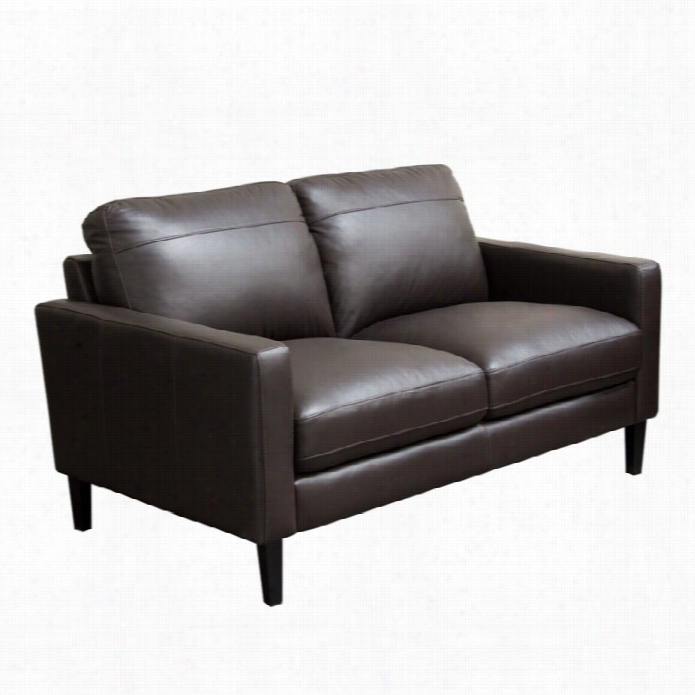 Diaomnd Sofa Omega Leather Loveseat In Dark Chocolate