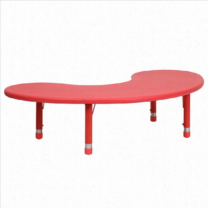 Flash Furniture Height Adjstable Half-moon Activity Table In Red