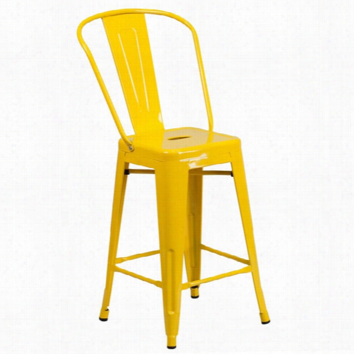 Fash Furniture Metal 24' Counter Stool In Yellow