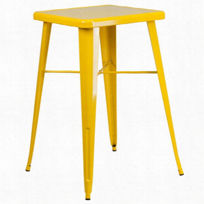 Flash Furniture Metal Square Bar Table In Yellow