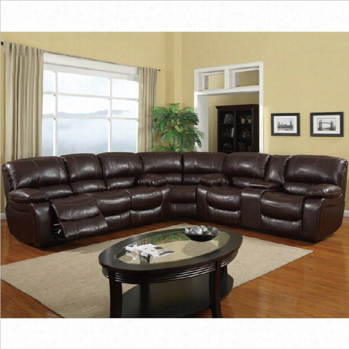 Global Furniture Usa 8122 3 Piece Leather Sectional In Burgundy