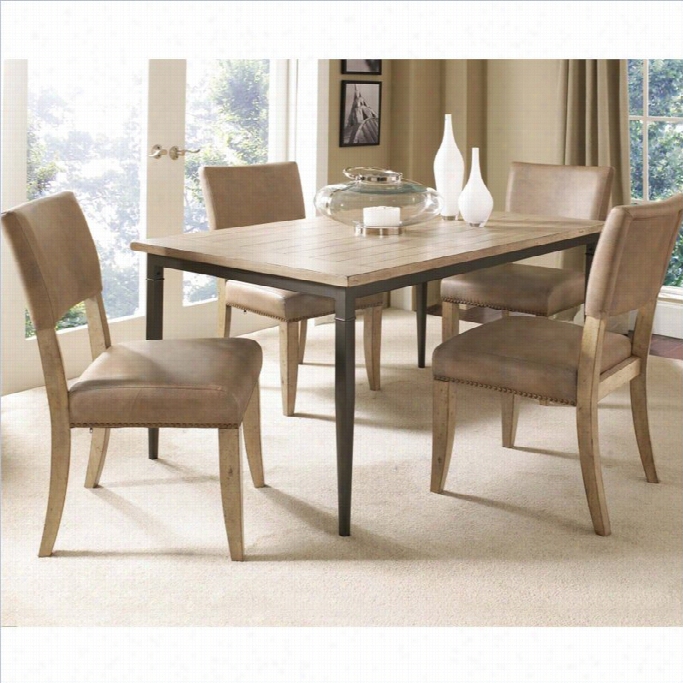 Hillsdale Charleston 5 Piece Rectangular Dining Stud With Parson  Chairs