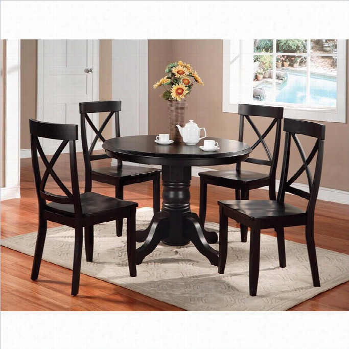 Home Styles 5 Piee Black Pedestal Dining Table Set