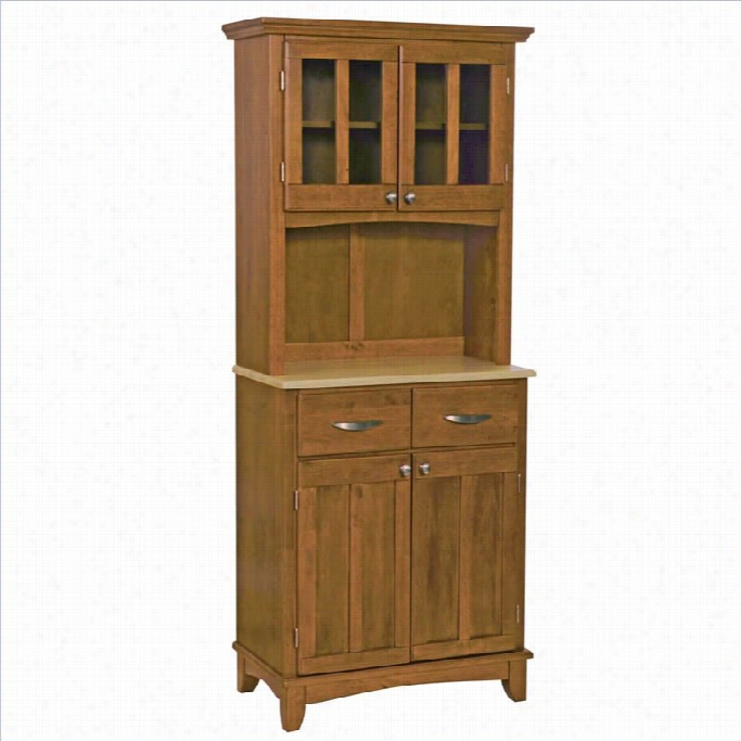 Home Styles Cottage Oak W Ood Buffet With Natural Wood Top And 2-door Panel Hutch