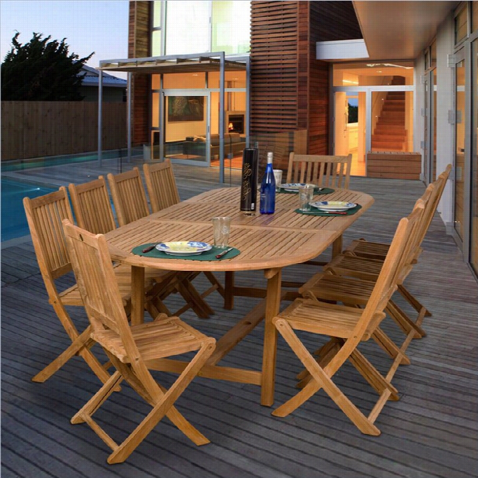 International Home Amazonia 11 Piece Wood Patio Dining Set In Teak