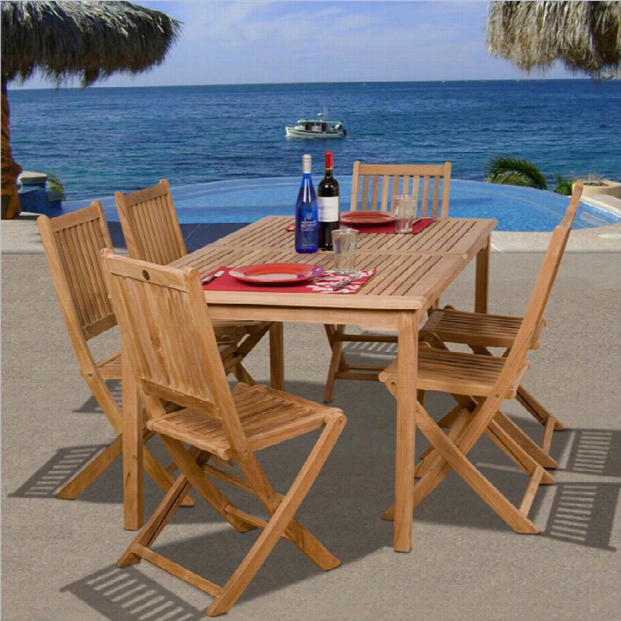 International Home Amazonia 7 Piece Wood Patio Dining Set In Teak