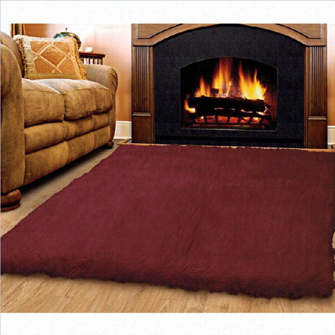 Linon Rugs Flokati Rectangular Area Rug In Burgundy-4' X 6'