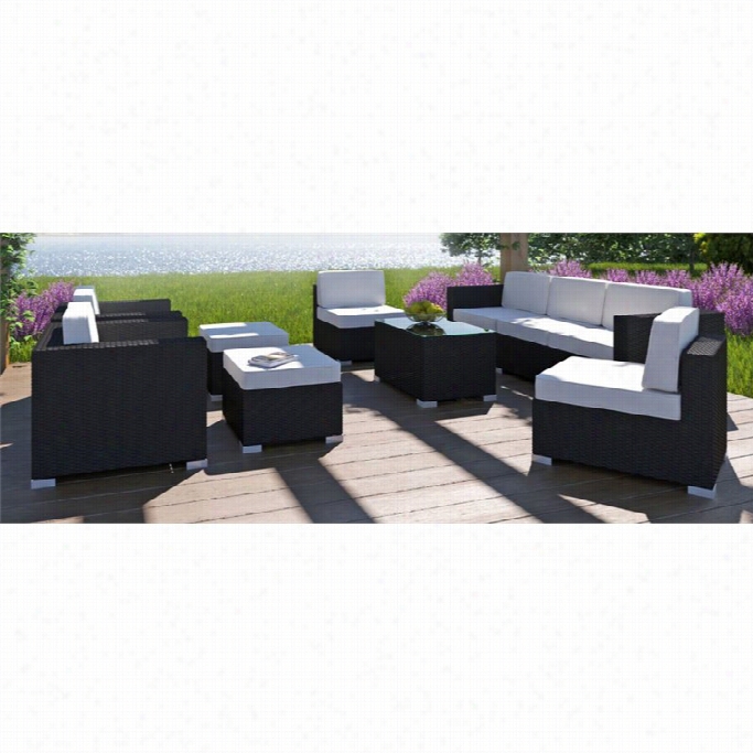 Modway Avia 10 Piece Outdoor Sfa Set In Espresso And White