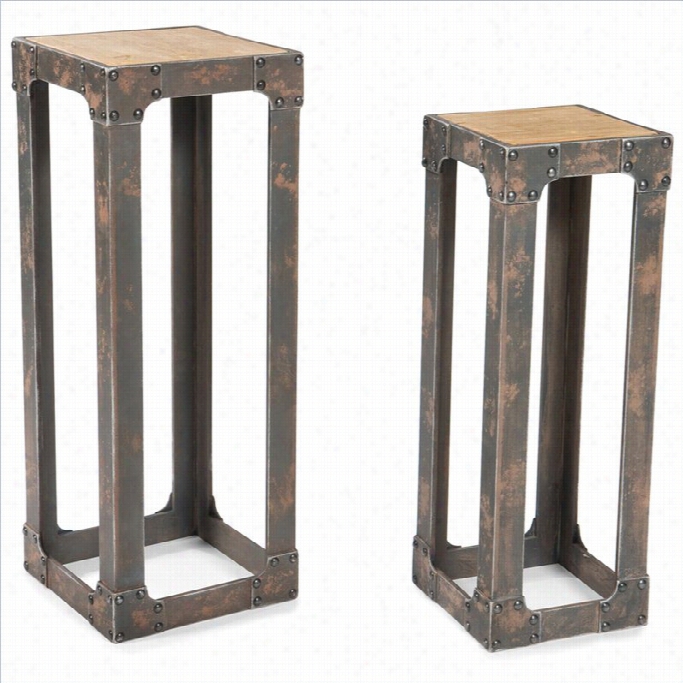 Moe's Urbane Plant Stand In Natural (set Of 2)