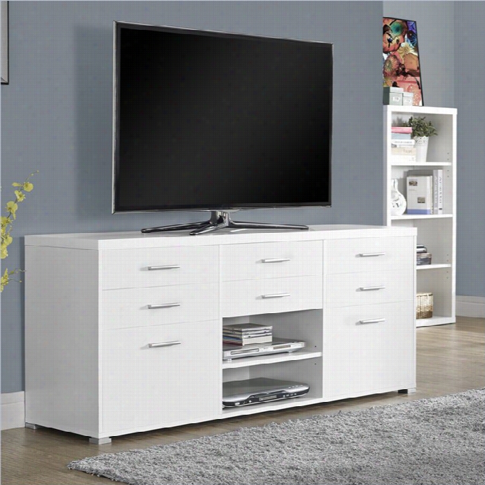 Monarch 60 Tv Console In Pale With 8 Drawers