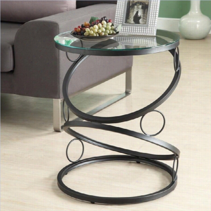 Monarch Metal Accent Table In Matte Black With T Empered Glass