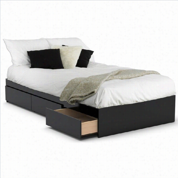 Nexera Avenue Reversible Storage Bed In Black Lacquer & Melamine-twin