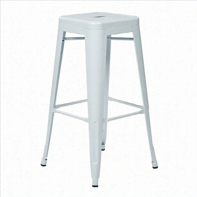 Office Star Patterson 0 Steel Bbackless Bar Stool In Whote (set Of 2)-set O 2