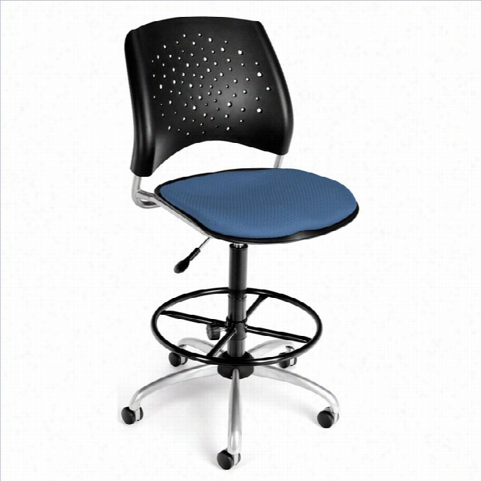 Ofm Star Swivel Drafting Chair With Drafting Kit In Cornflower Blue