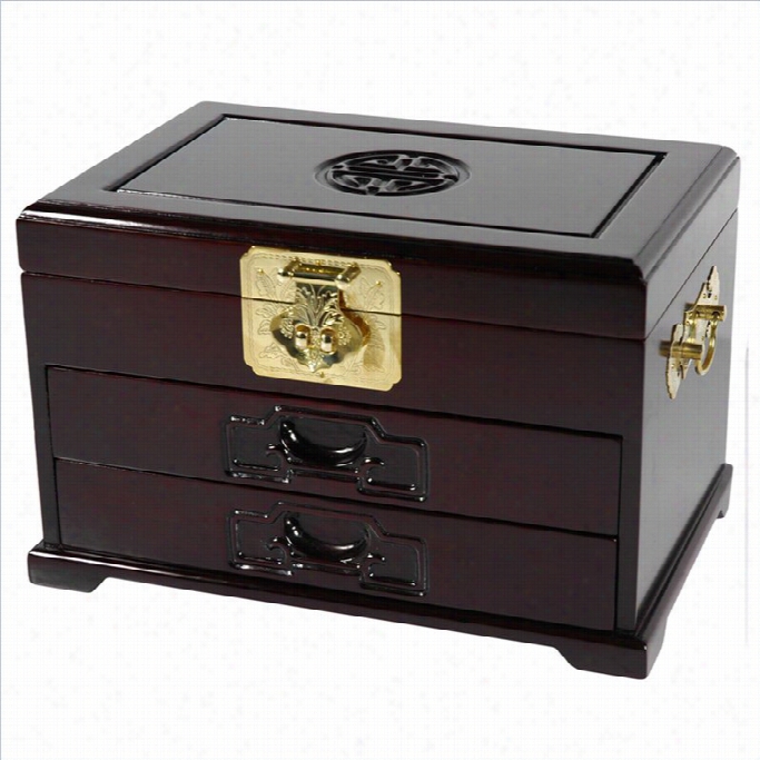 Oriental Furniure Jewelr Ybox With 2 Drawers In Rosewood