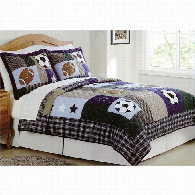 Pem America Sports Collage Piece Multicolor Quilt Set-twin