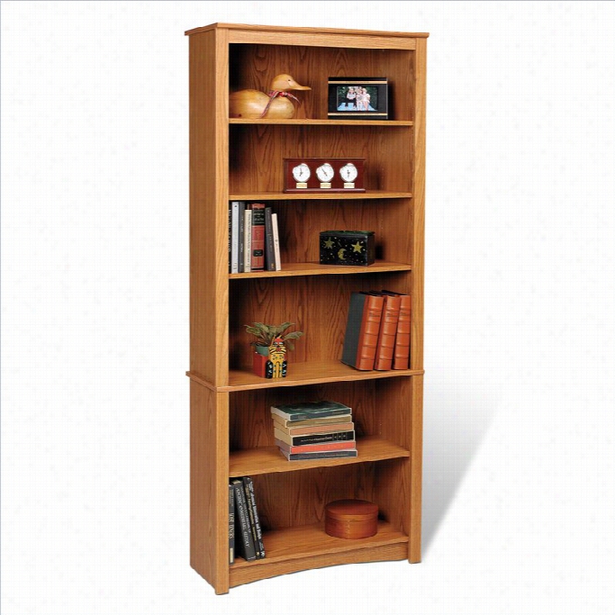 Prepac Sonoma 6 Shelf 77h Wood Bookcase In Oak