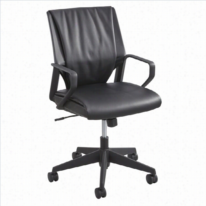 Safco Priya Leather Mid Back Executive Office Chair In Black