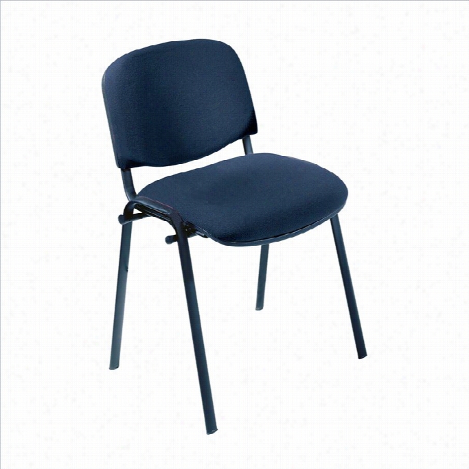 Safco Workspace Visit Black Frame Upholstered Navy Stacking Chair (set Of 2)