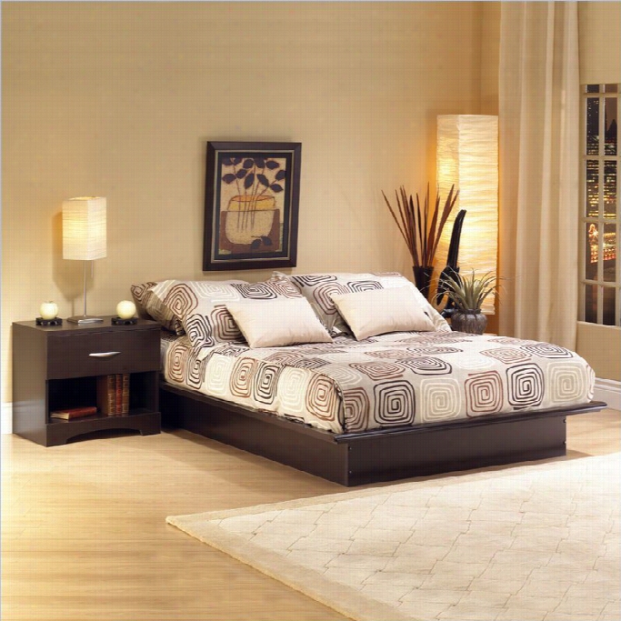 South Shore  Back Bah Dark C Hocolate Wood Platform Bed6 Piece Bedroom Set