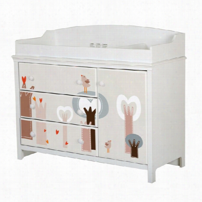 South Shore Cotton Candy Forest Decal Changing Table In White