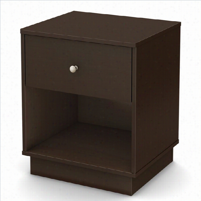 South Shore Litchi Night Stand In Chocolate