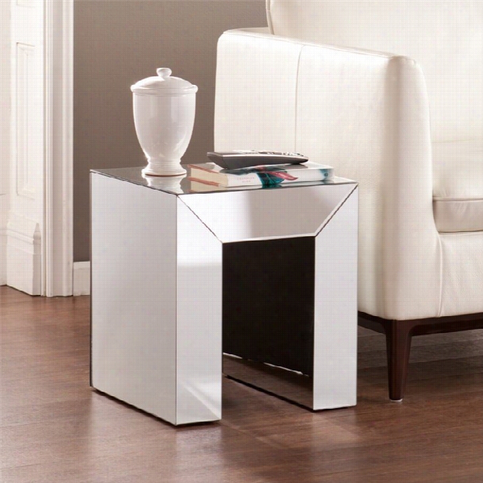 Southern Enterprises Schiaparelli Mirrored Accent Table In Silver