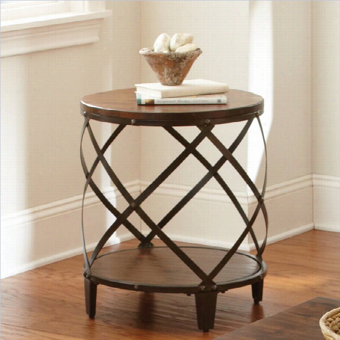 Steve Gentle Company Winston Round Endd Table In Distressed Tobacco