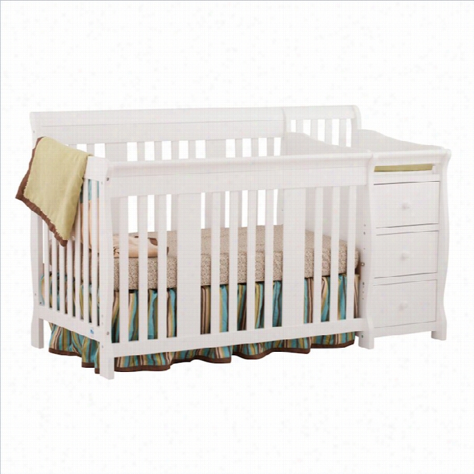 Stork Craft 4-in1 Portofino Crib & Changer Combo In White