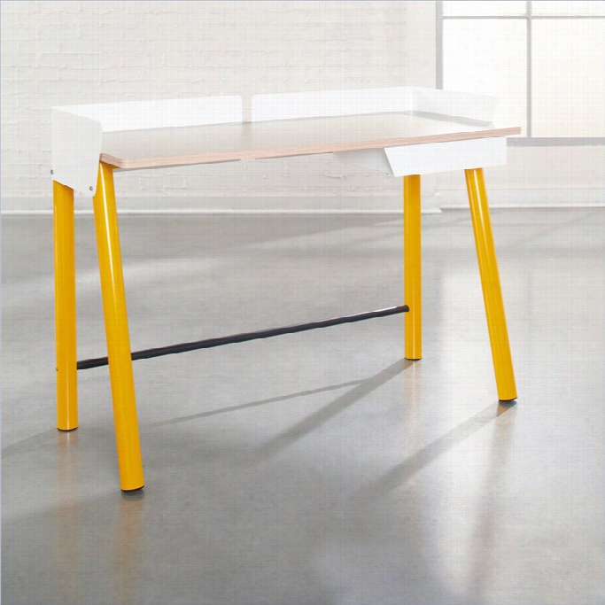 Studio Rtasoft Modern Desk In Yellow Saffron And Arctic White