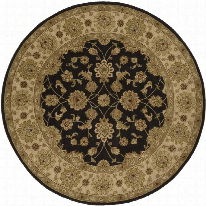 Sury A Crowne 8' X 8' Round Hand Tufted Wool Rug In Black