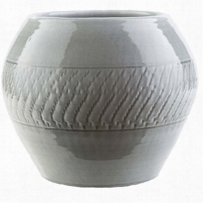Surya Fiesta 13.4 X 134. Ceramic Pot In Glossy Gray
