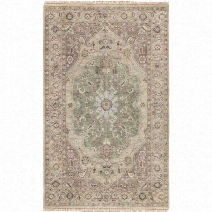 Surya Zeus 9' X 13' Hand Knotted Wool Rug In Gy And Green