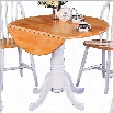 Coaster Damen Round Pedestal Drop Leaf Dining Table in Natural and White