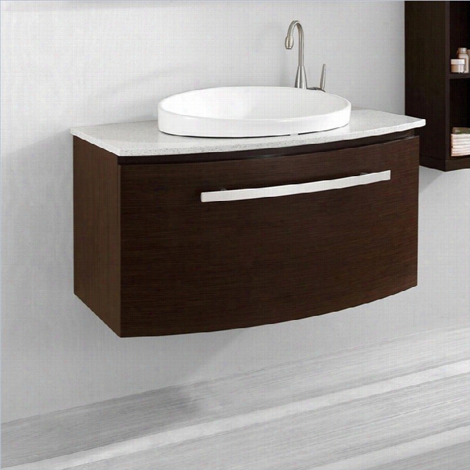 Virtu Usa Anabelle 40 Single Bathroom Quartzite Bathroom Vanity Cabinet Set In Walnut