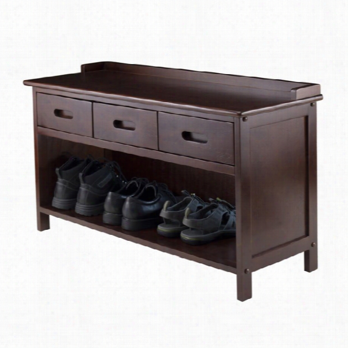 Winsome Adrina 3 Drawer Bench With Storage In Antique Walnutt