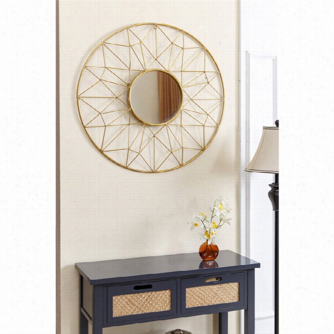 Abbyson Livingjada Round Wall Miirror In Gold