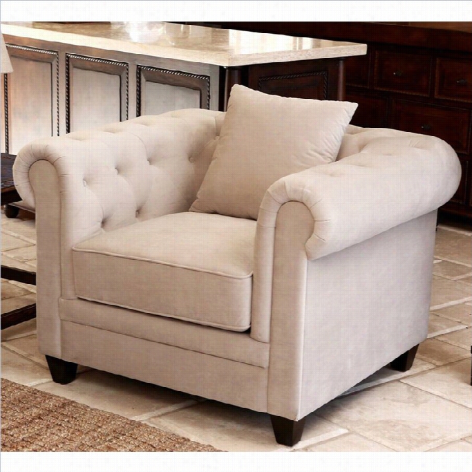 Abbyson Liiving Morgan  Velvet Tufted Arm Chair In Beige