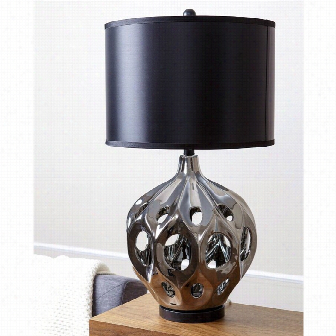 Abbyson Living Rachel Ceramic Tablee Lamp In Silver Plated