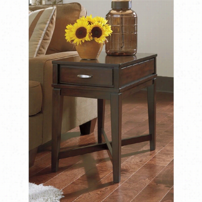 Ashley Dinelli Chair Side End Table With Drawer In Dark Brown