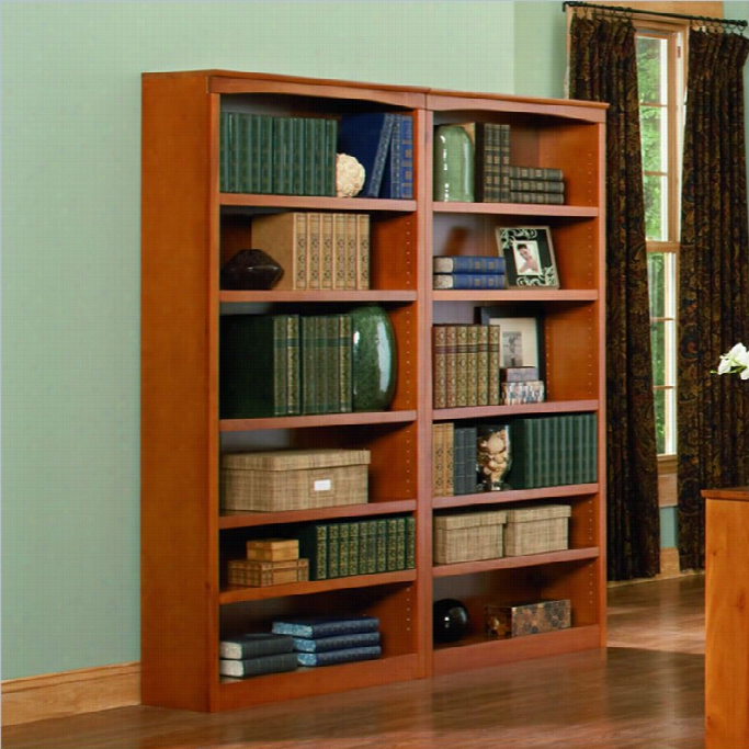 Atlantic Furniture 72 Inch Wall Bookcase In  Caramel Latte