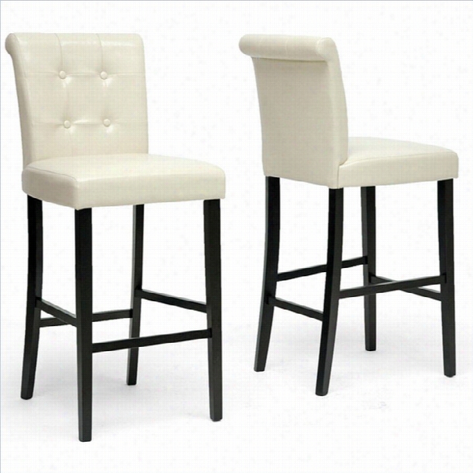 Baxton Studio Torrington Bar Stool In Cream (set Of 2)