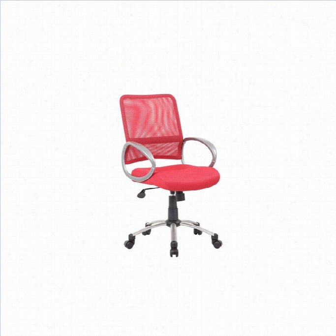 Boss Office Product S Mesh Back With Pewter Task Office Chair In Red